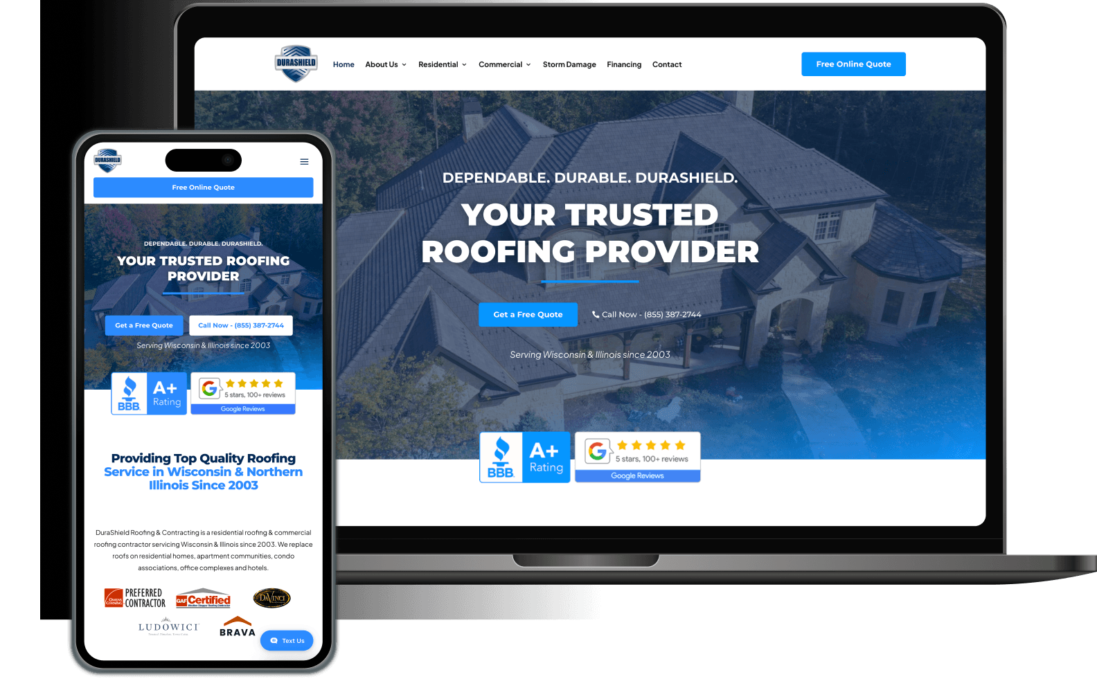 Custom website design mockups from Think Creative clients