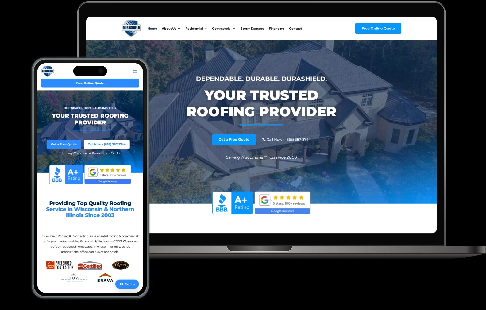 Custom website design mockups from Think Creative clients
