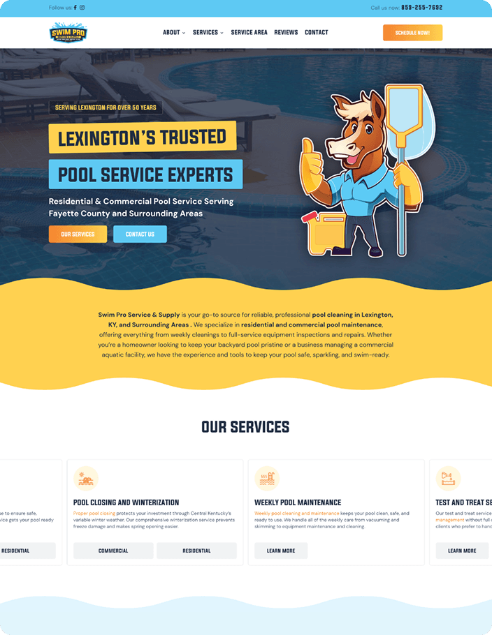 Swim Pro website design