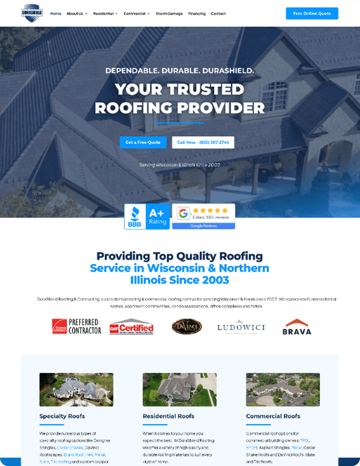 Roofing website design